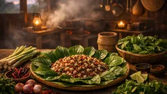 เมี่ยงมดแดงหน้าแล้ง ทำเองแบบบ้าน ๆ แซ่บหอมพร้อมผักห่อ