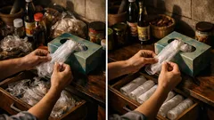 วิธีเก็บถุงหูหิ้วให้หยิบง่าย แค่ใช้กล่องทิชชู่เปล่า ดึงออกทีละใบเหมือนทิชชู่