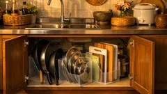 จัดตู้ใต้ซิงก์ให้โล่งด้วยแฟ้มตั้งเอกสาร ทริกเก็บกระทะแบบตั้งที่หยิบง่ายขึ้นทันที