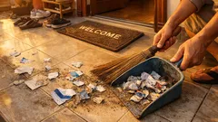 ทริก 5 นาที ใช้ใบปลิวชุบน้ำกวาดหน้าบ้าน เก็บฝุ่นไวและลดฝุ่นฟุ้งในบ้าน