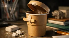 วิธีทำถังขยะตั้งโต๊ะฝาเปิดด้วยการกดจากแก้วกระดาษ ใช้จริงใน 10 นาที