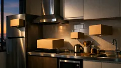 จัดครัวเล็กให้โล่งด้วยแม่เหล็กแรงสูง แปะกล่องถุงและแรปไว้ข้างตู้เย็นหยิบง่าย